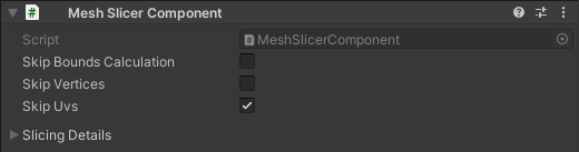 Inspector of a Mesh Slicer Component